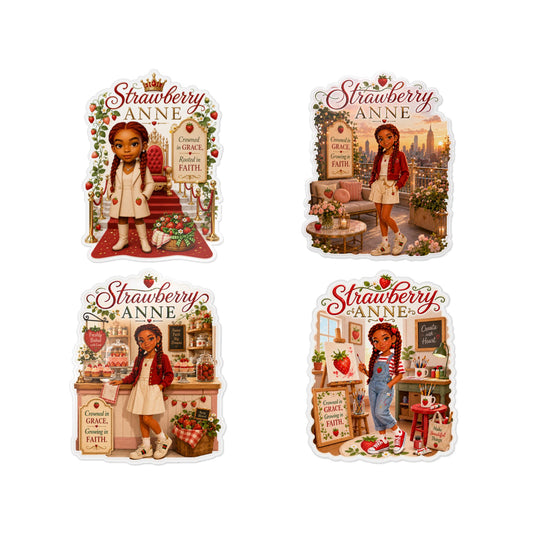 Strawberry Anne Vinyl Sticker & Sticker Packs — Grace, Faith & Strawberry-Themed Decals
