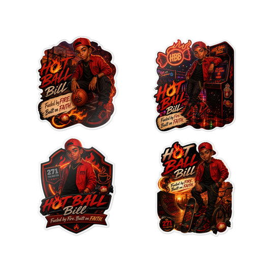 Hot Ball Bill Vinyl Sticker & Sticker Packs — Fire, Courage & Faith-Themed Decals